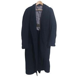 Vintage Pendleton Knit-Tex Wool Rob or Long Jacket Navy Blue Plaid